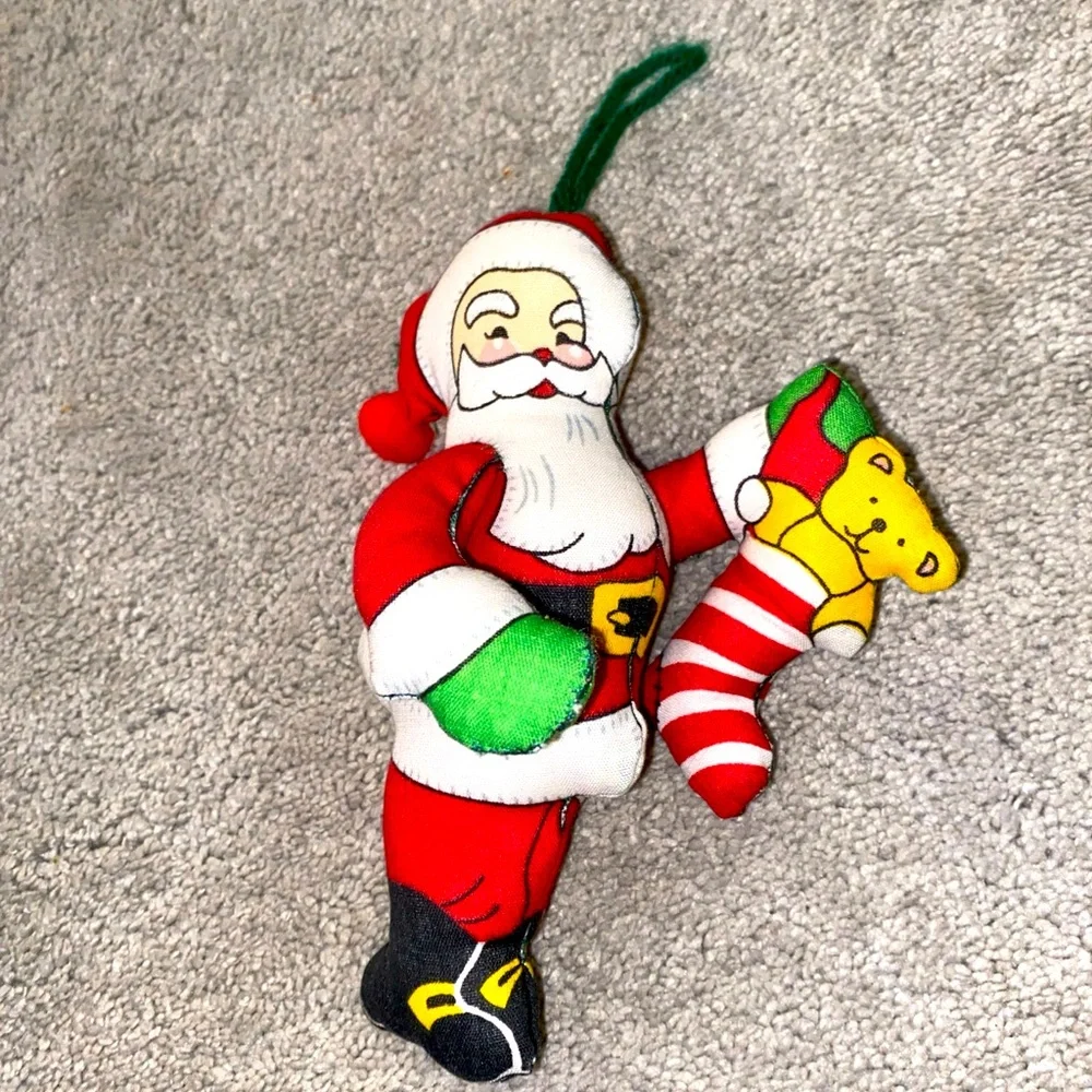 Vintage Stuff‎ Puff Fabric Handmade Santa Claus Christmas Ornament